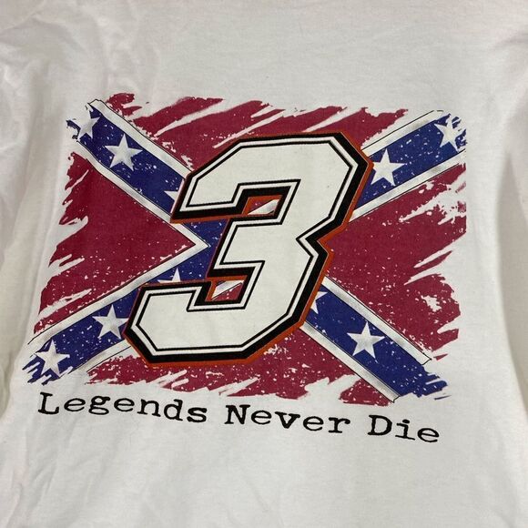Vintage but New #3 NASCAR “Legends Never Die” New S/S White Tee Dixie Legends - Picture 1 of 2
